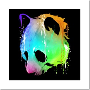 Colorful paint-dripping head of a Panda Posters and Art